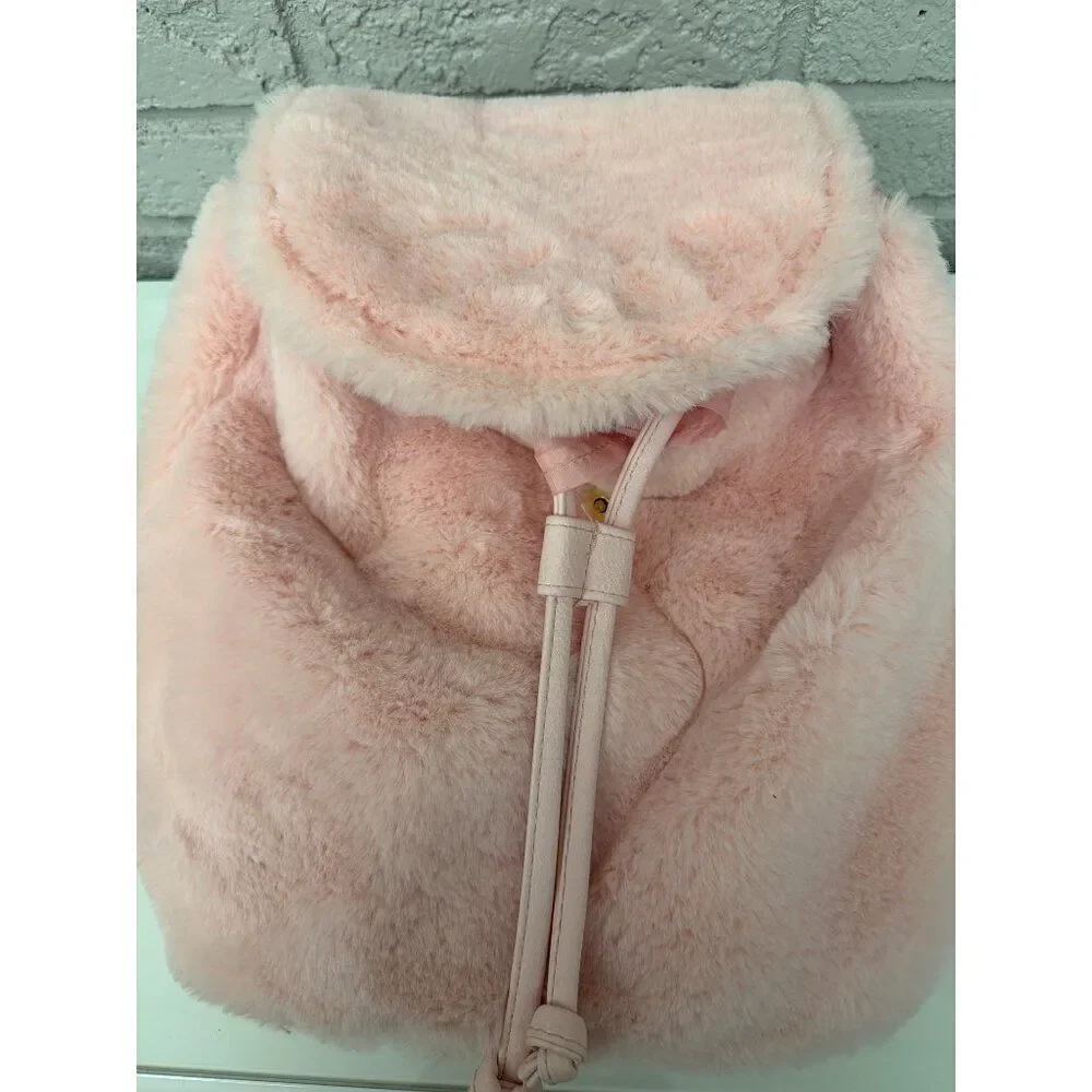 Unbranded Girls Pink Faux Fur Mini Backpack